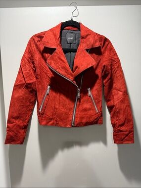 LTH JKT New without tags Red brick brown Suede-Style Moto Jacket xs